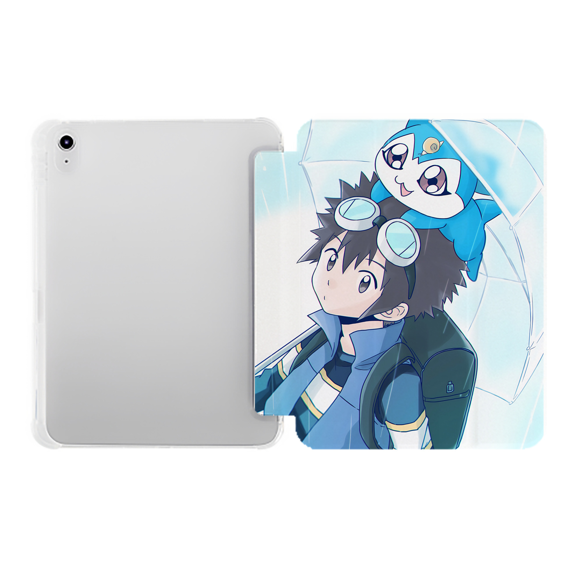 （画像用） Digimon デジタルモンスター/デジモン IPad ケース ペン収納付き 三つ折りスタンド PUレザー×シリコン 対応機種9.5/10.5/10.9インチ